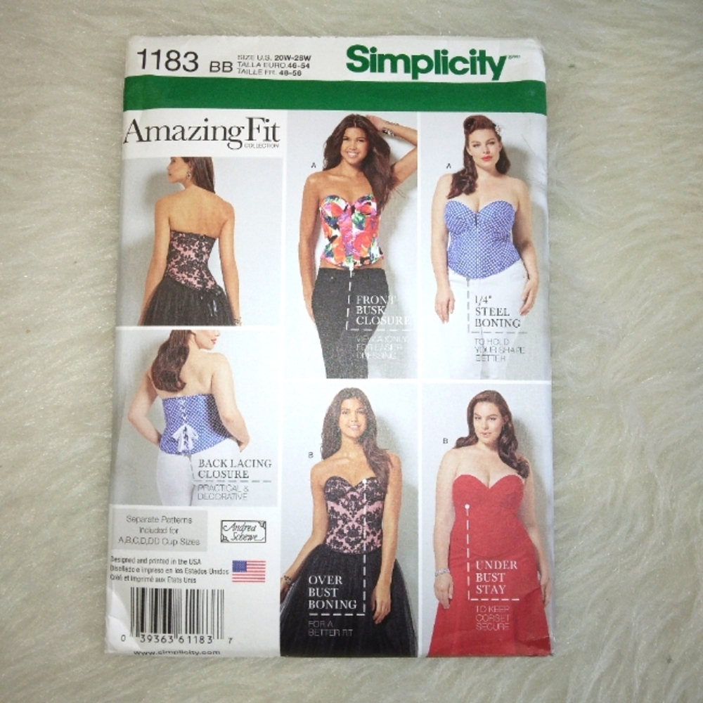 SIMPLICITY 1183 Sz 20W-28W Women's Corsets Cup sizes A B C D DD